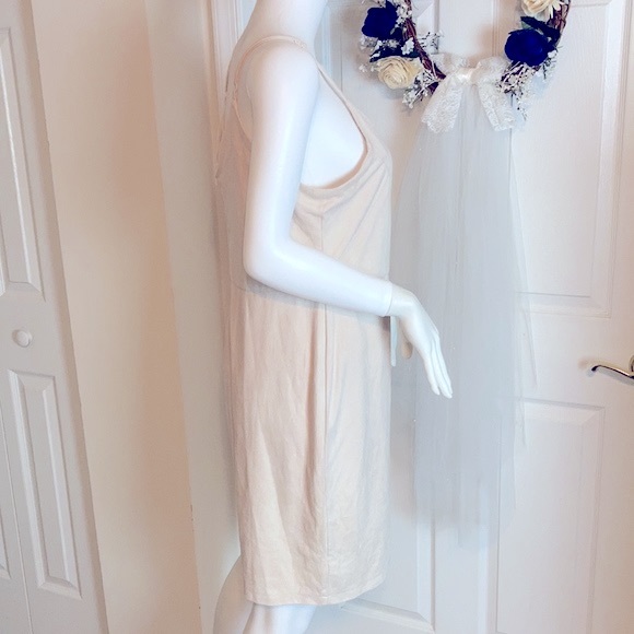 Faux Sued Dress with Adjustable Straps in Cream - Picture 4 of 7